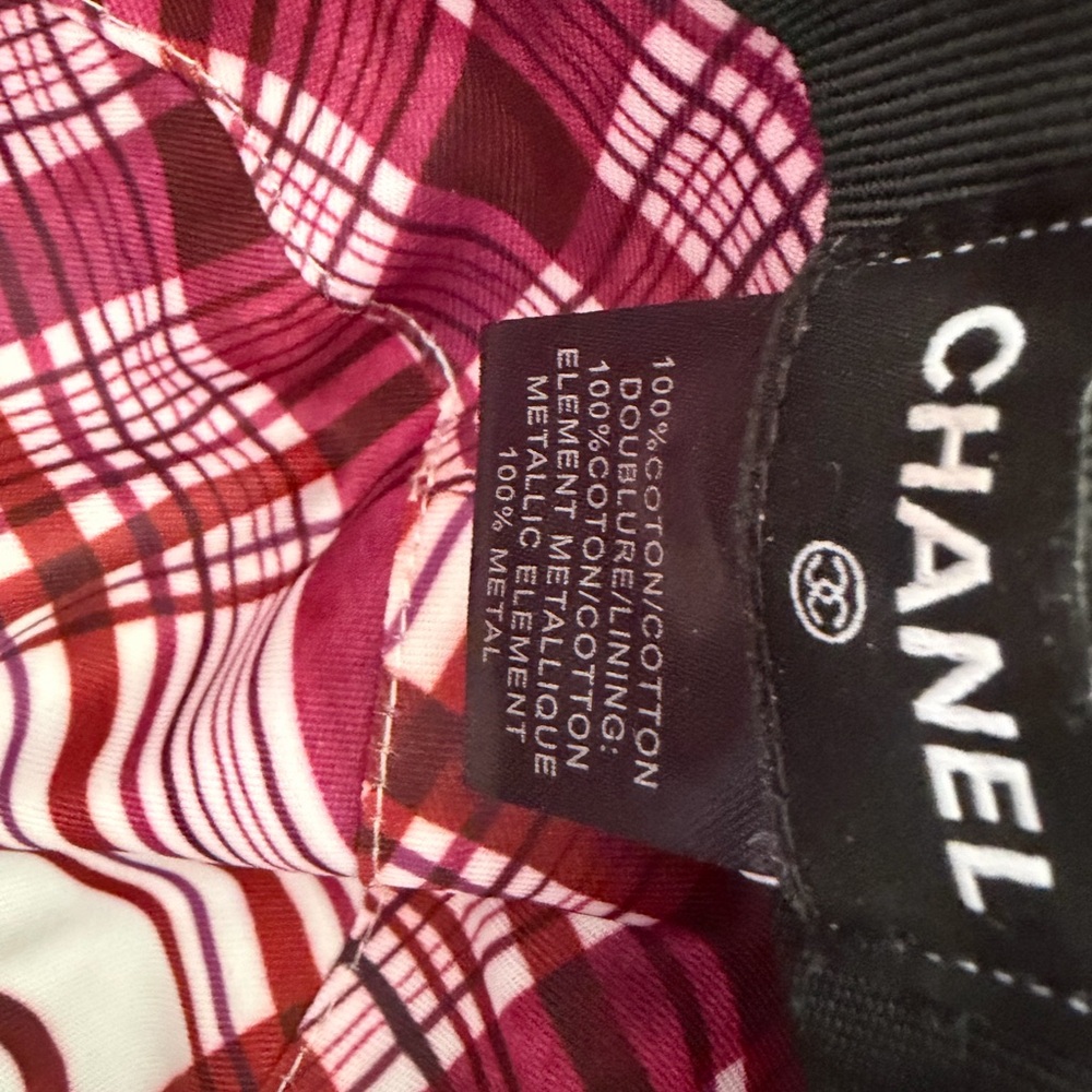 Chanel Reversible Black and Pink Plaid inside Bucket Hat - Picture 5 of 7